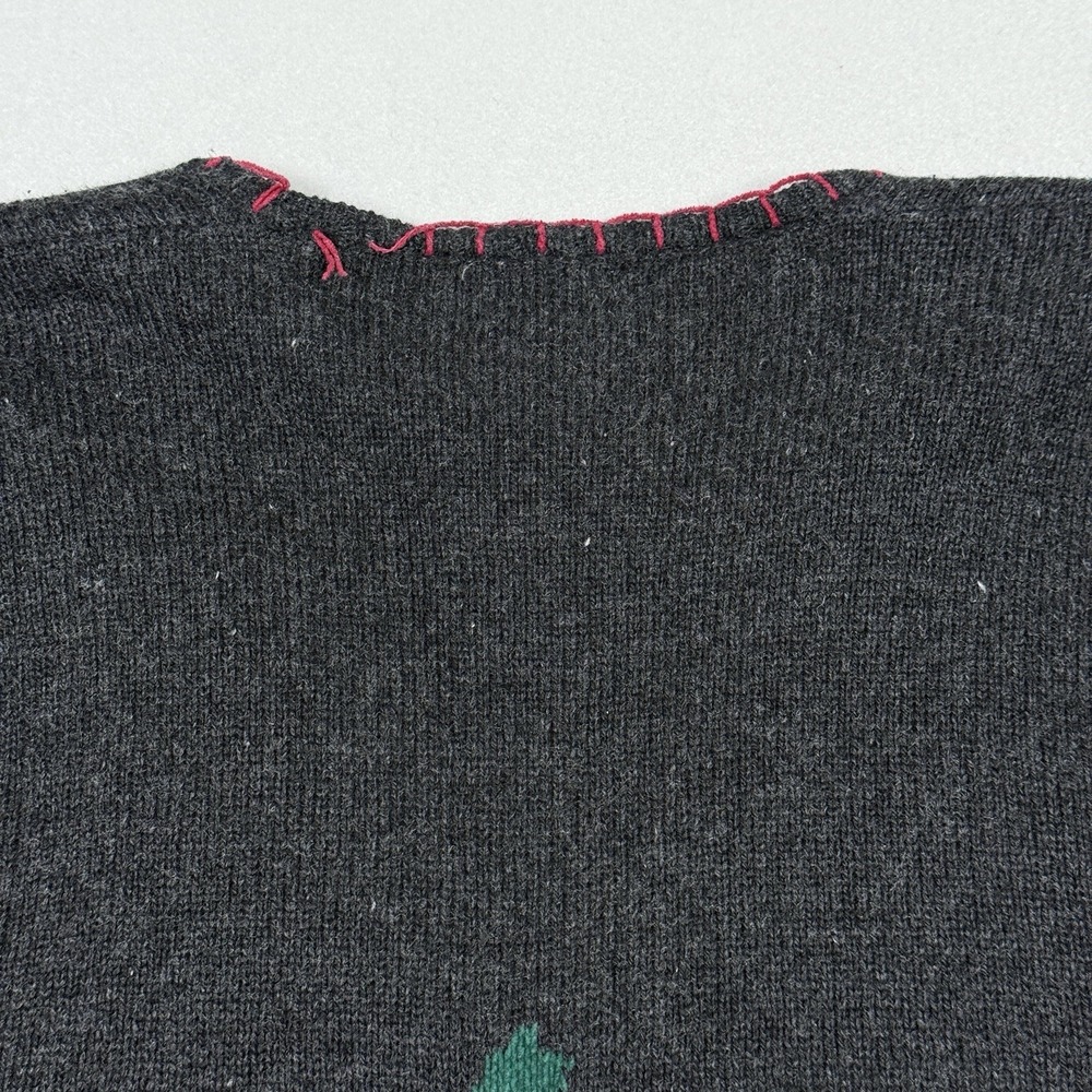 Vintage Christmas Sweater‎ Women Medium Cardigan Cardinal Holly Embroidered 90s - Picture 8 of 13